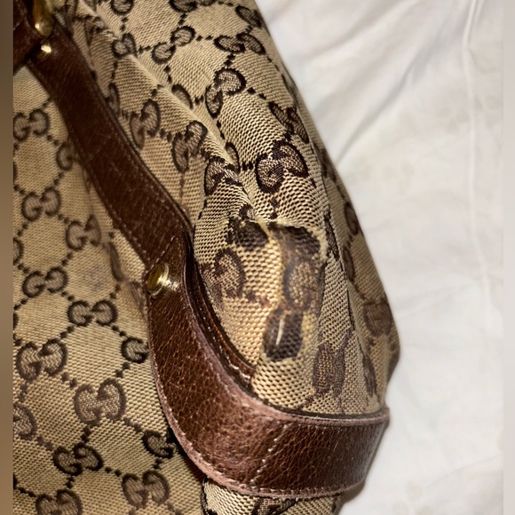 Used Vintage Gucci purse. Brown and tan web design. - Picture 6 of 14
